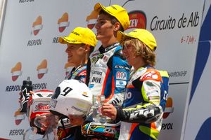 Remy Gardner celebrating breakthrough CEV podium