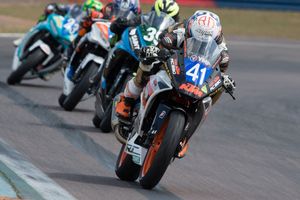 KTM RC 390 riders in the thick of a classic 300 stoush at Hidden Valley