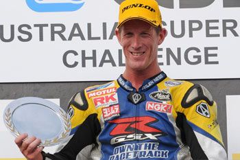 Team Suzuki celebrating debut win with Maxwell in WSBK Cup