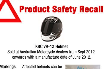 Product safety recall: KBC VR-1X helmet